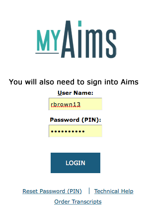 Aims Sign in image